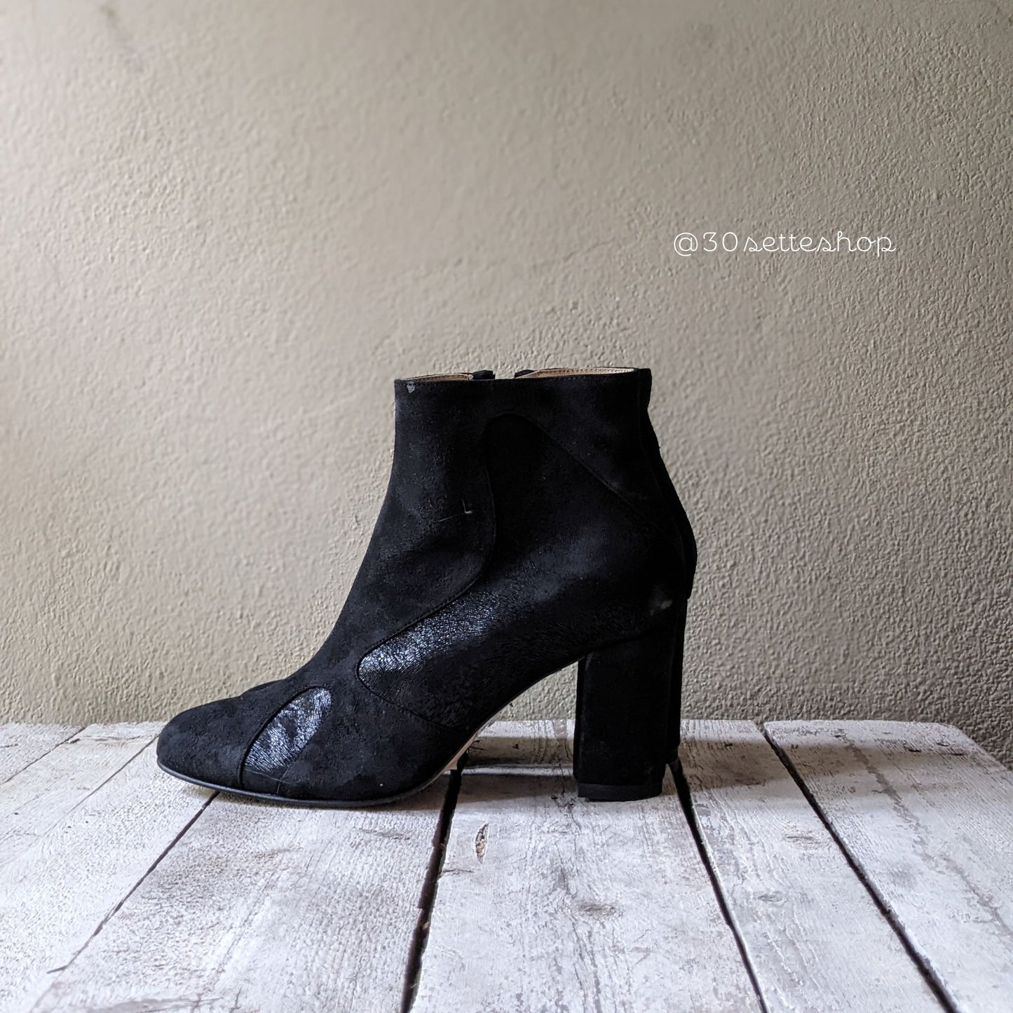 ALICE_Stivaletto_bimateriale_nero_tacco_7_cm