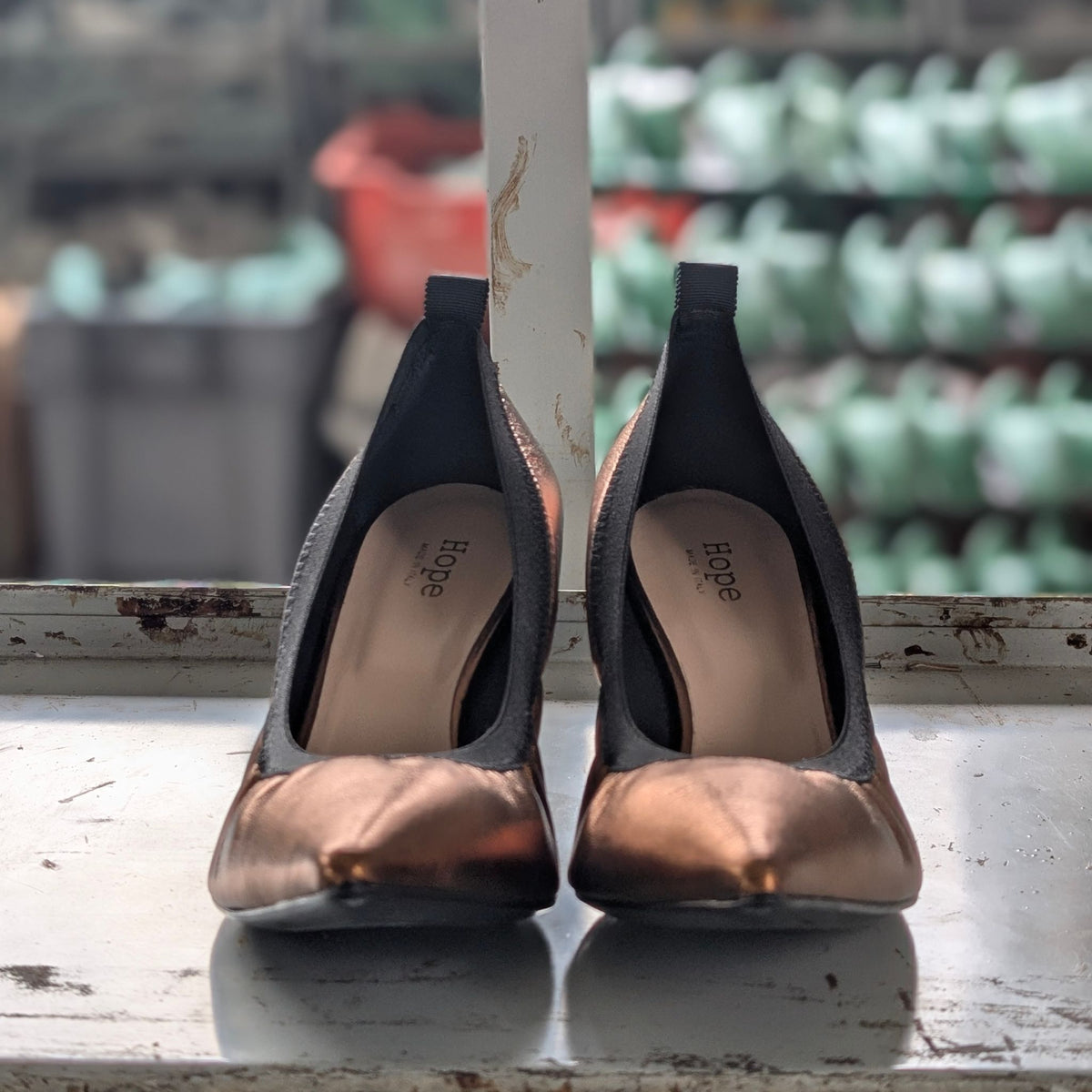 CHIARA Décolleté a punta con elastico tacco 50 mm in laminato rame