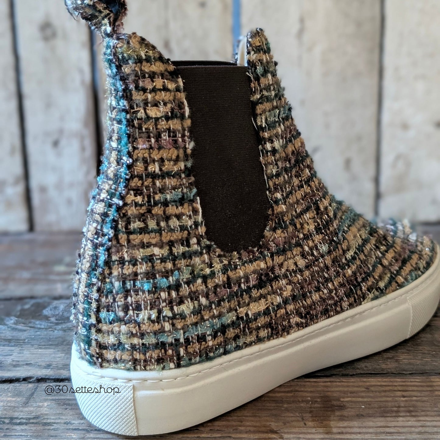 ST. MORITZ Sneaker stivaletto modello beatles slip-on in tessuto lanoso multicolore