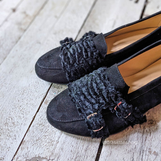 doris-mocassino-loafer-camoscio-nero-eco-astrakan-doppia-fibbia-artigianale