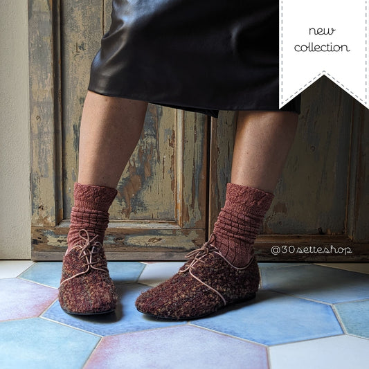 miranda-pantofola-scarpa bassa derby- tessuto lana  con zeppa di 3 cm da cerimonia artigianale mannish style