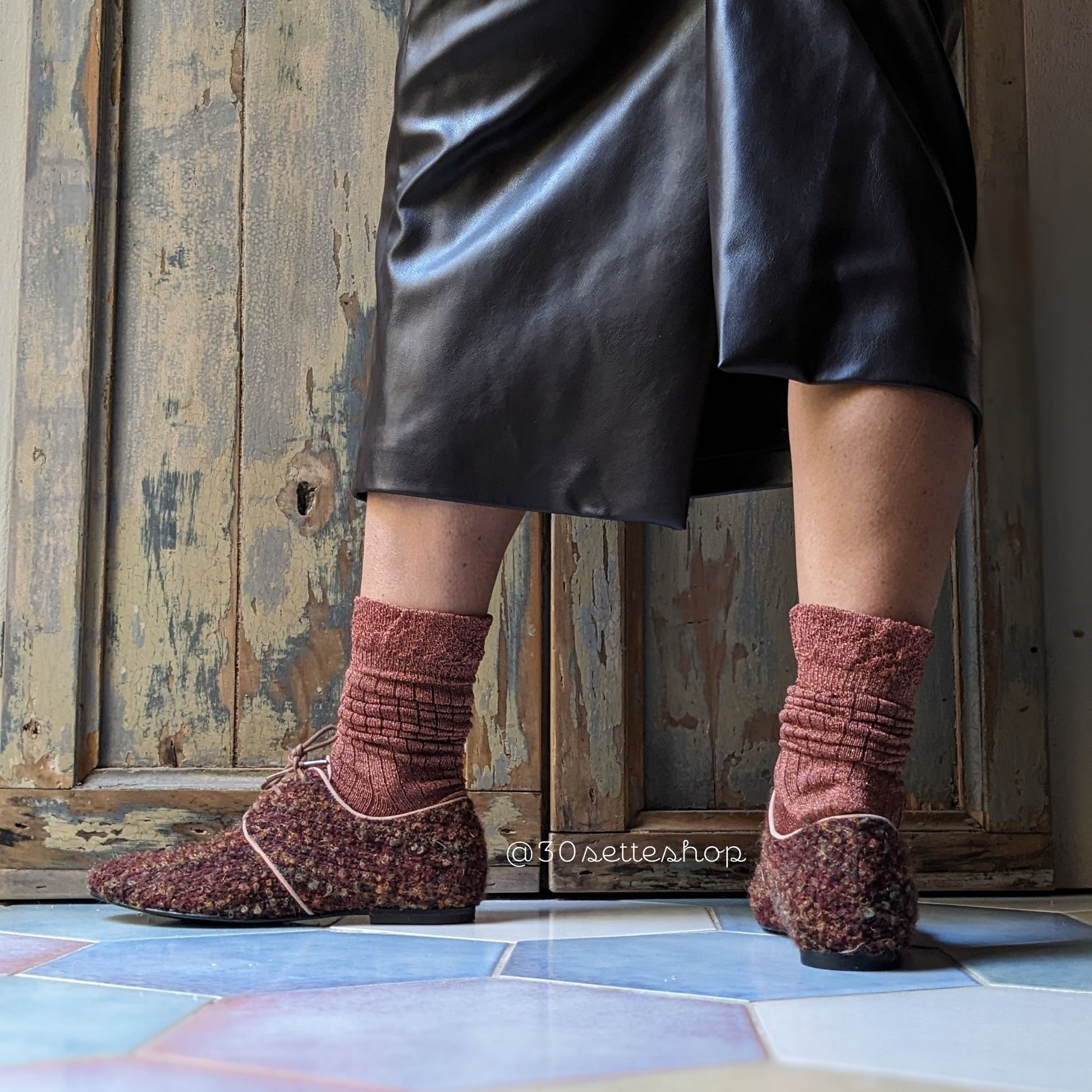 miranda-pantofola-scarpa bassa derby- tessuto lana  con zeppa di 3 cm da cerimonia artigianale mannish style