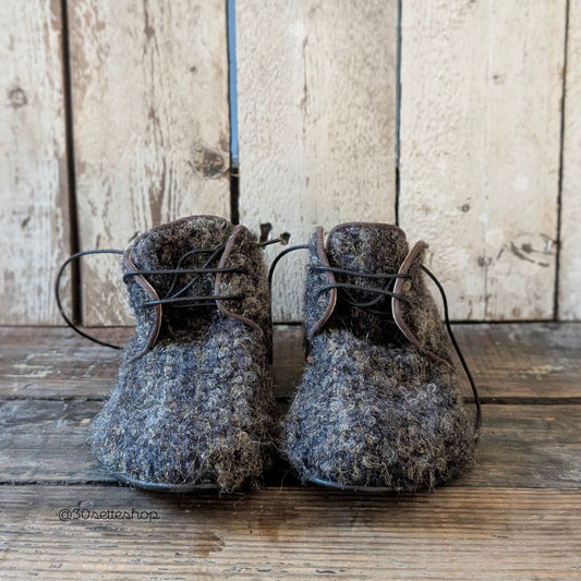 MIRANDA Scarpa bassa e stringata modello derby in tessuto bouclé lanoso grigio