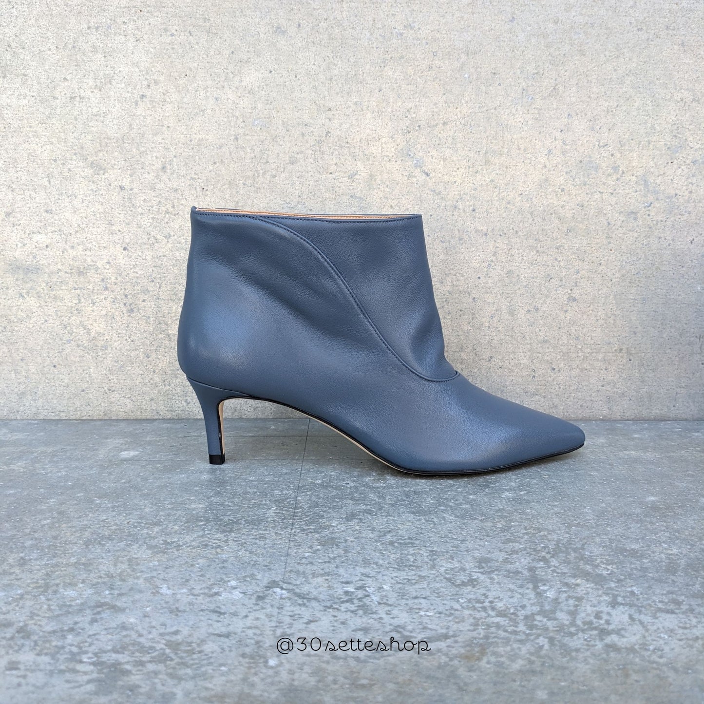 MOLLY Stivaletto kitten heels largo sulla caviglia in nappa azzurro tempesta
