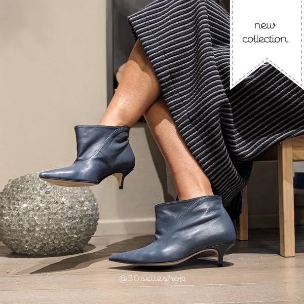 Stivaletti Blu Stivali Bassi Con Tacco Basso Stivali A Punta Tacco