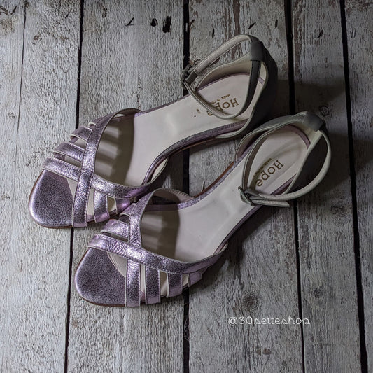 Ballerina spezzata pelle laminato rosa e grigio cenere zeppa di 3 cm da sposa artigianale
