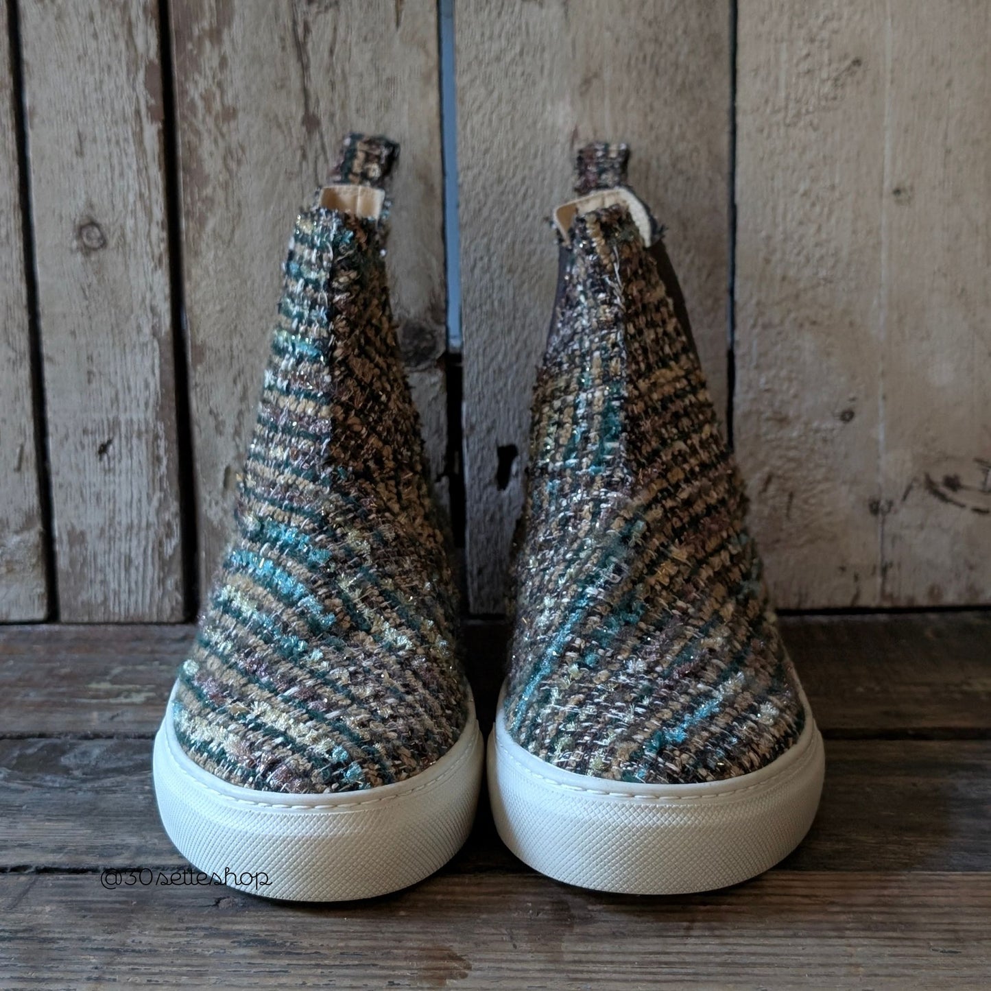 ST. MORITZ Sneaker stivaletto modello beatles slip-on in tessuto lanoso multicolore