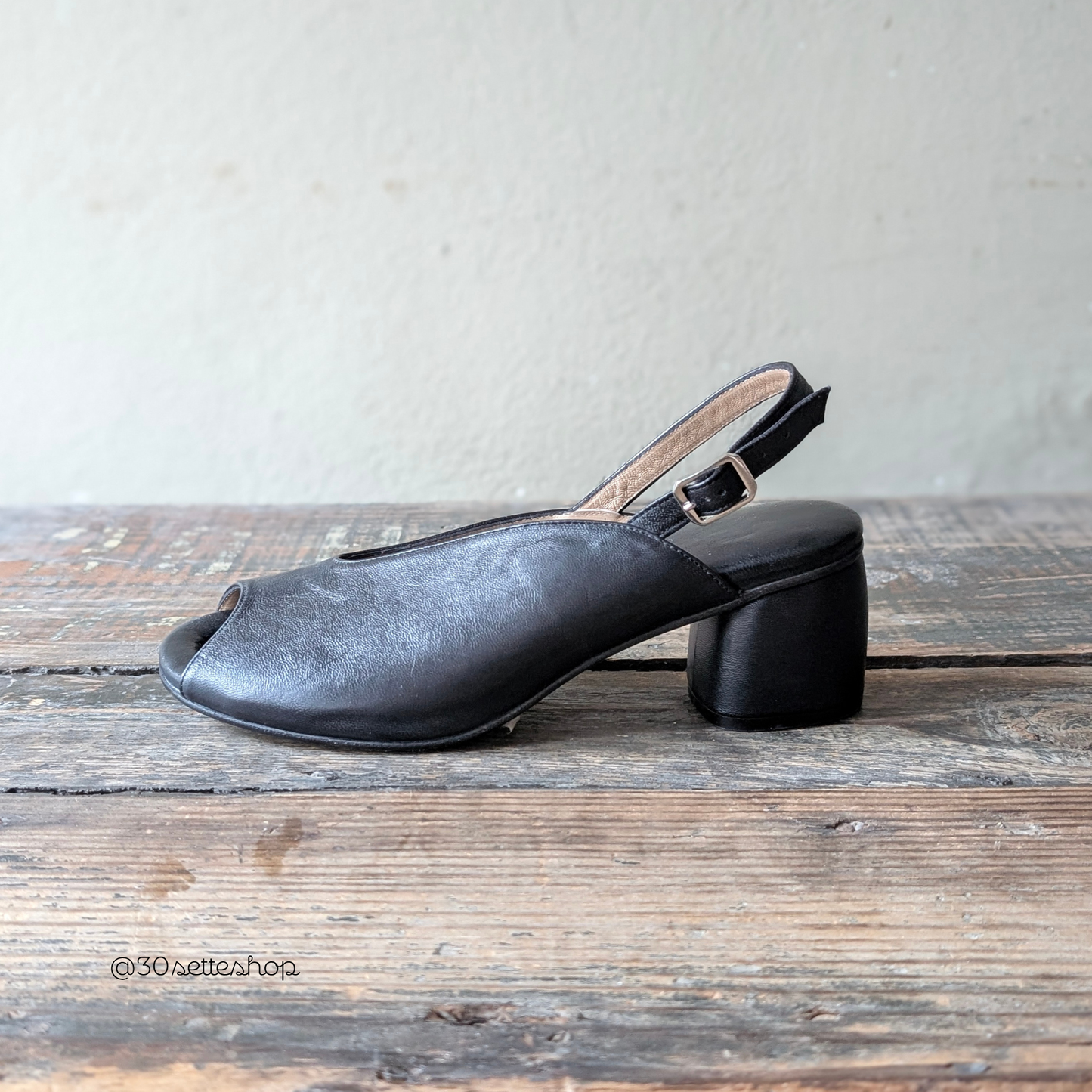 Tanny Décolleté slingback peep toe con tacco 50 in nappa nero