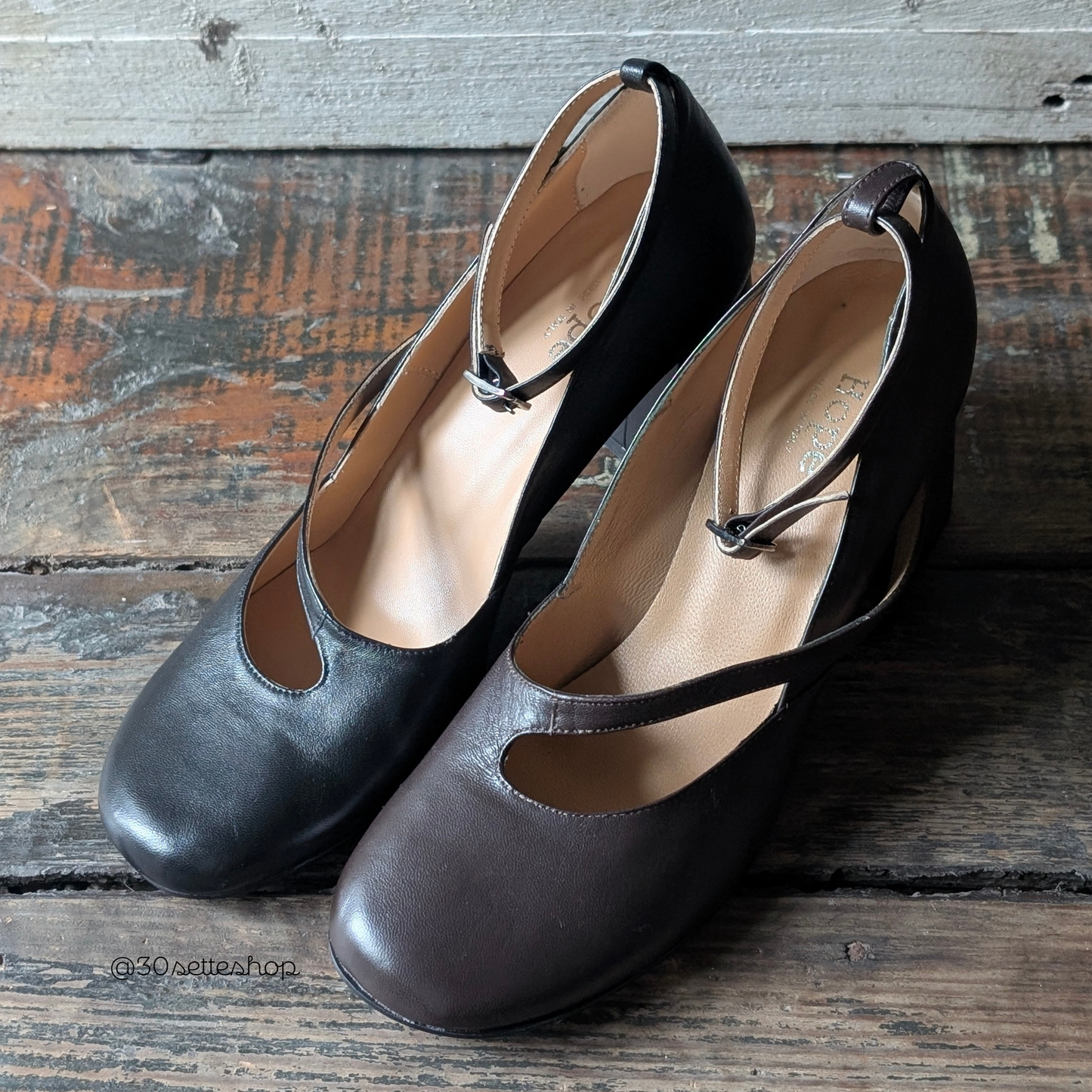 TESSA Décolleté ankle strap in nappa testa di moro