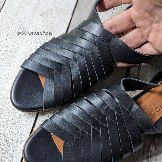 YALI Nero Sandali in pelle intrecciata