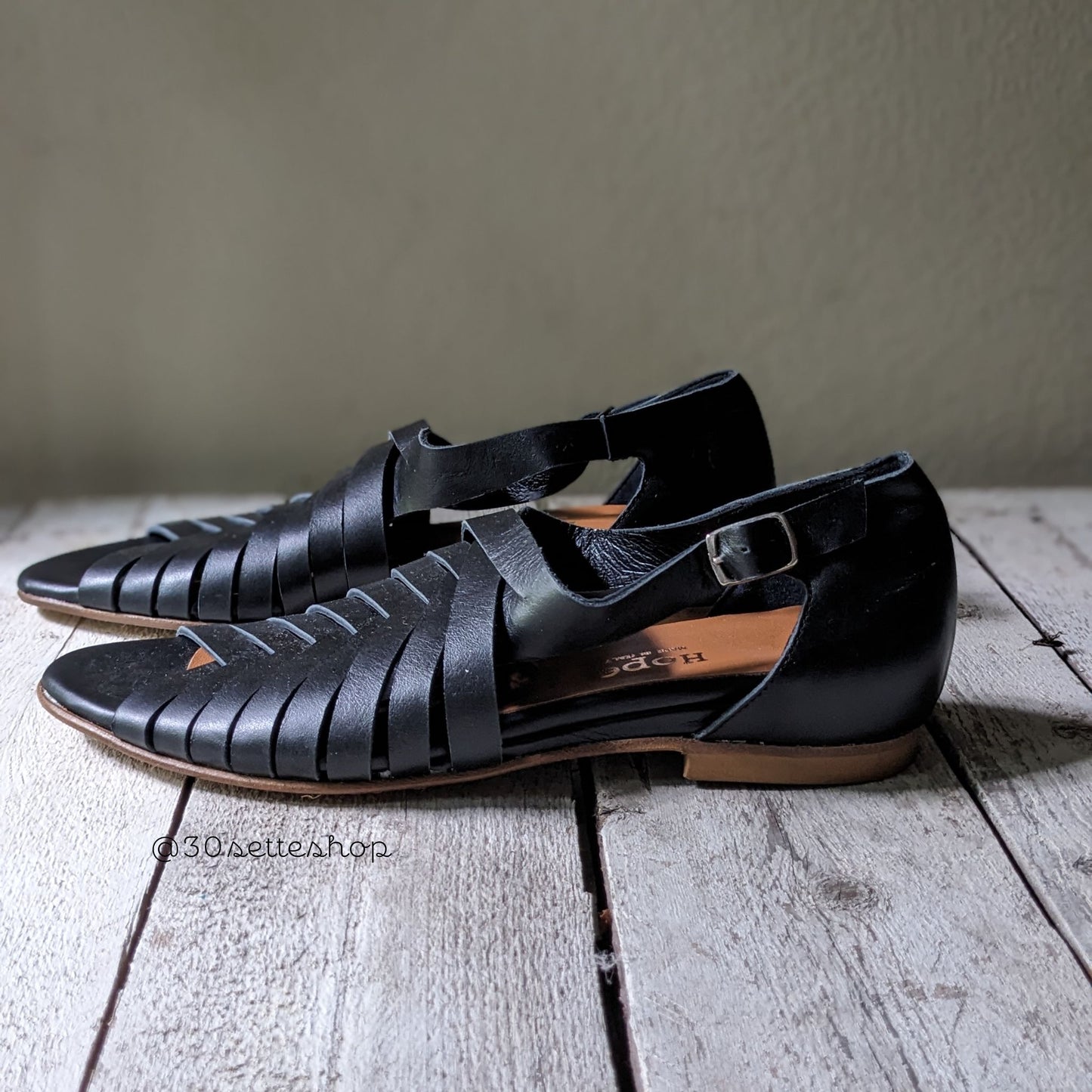YALI Nero Sandali in pelle intrecciata