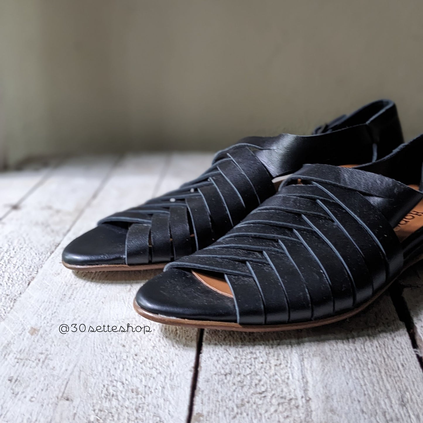 YALI Nero Sandali in pelle intrecciata