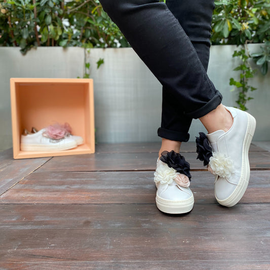 FIRST Bianca Sneakers con Maxi Fiori