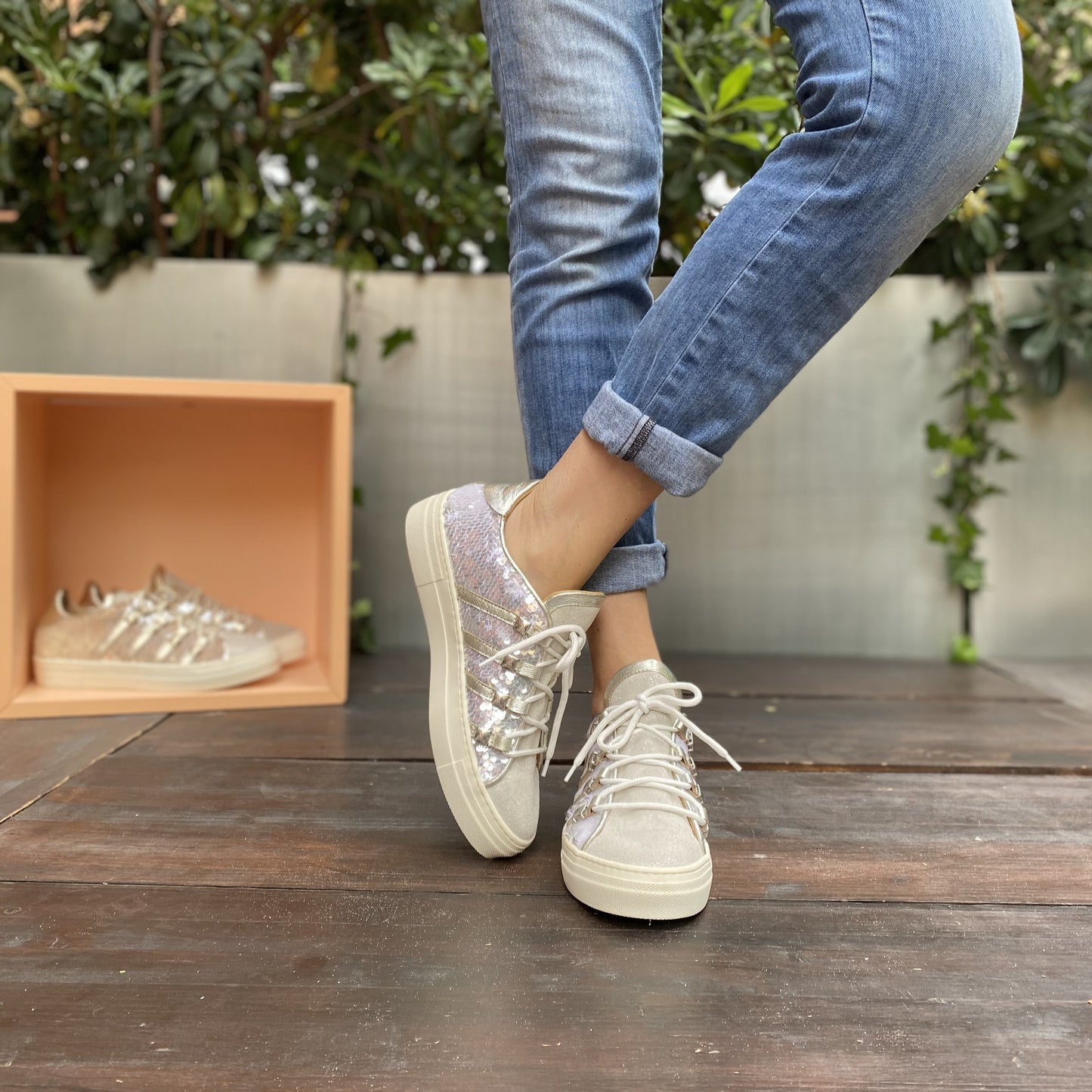 CLIPS Argento Sneakers Paillettes