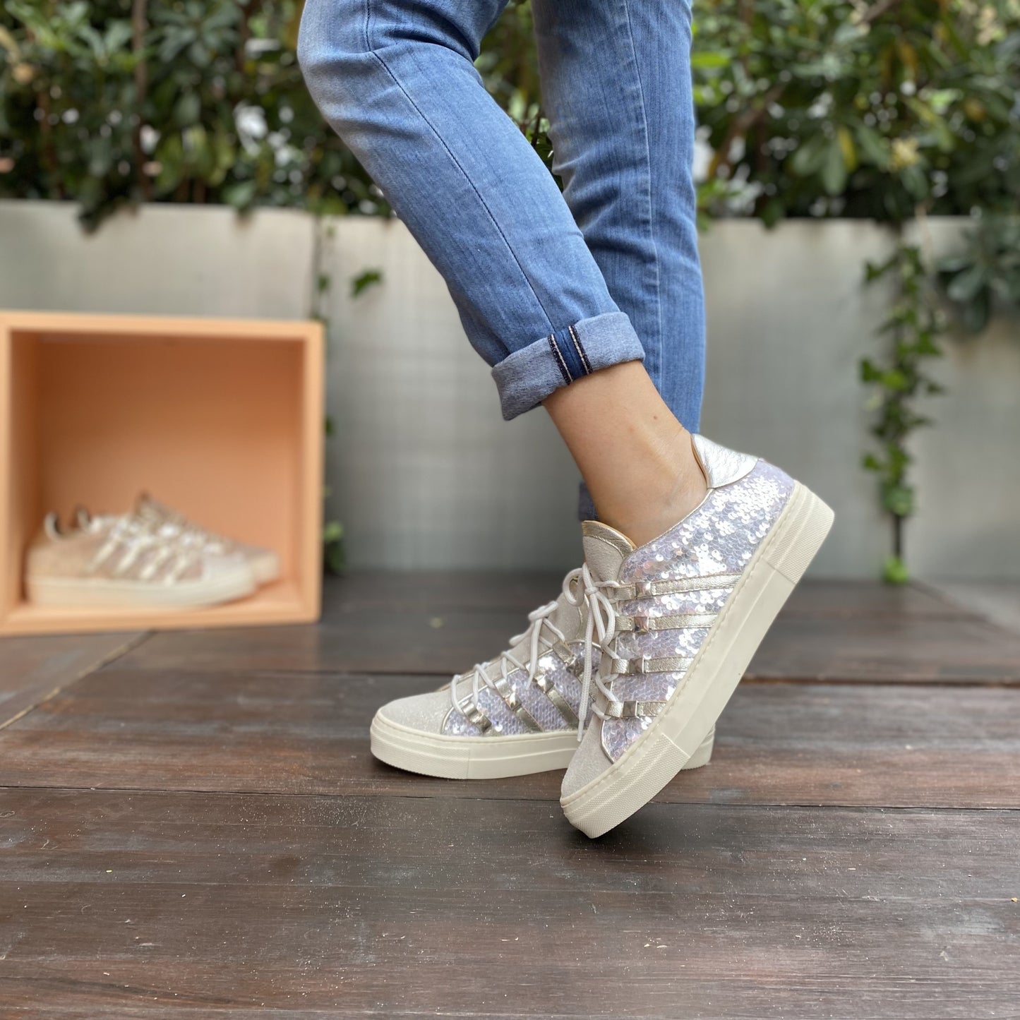 CLIPS Argento Sneakers Paillettes