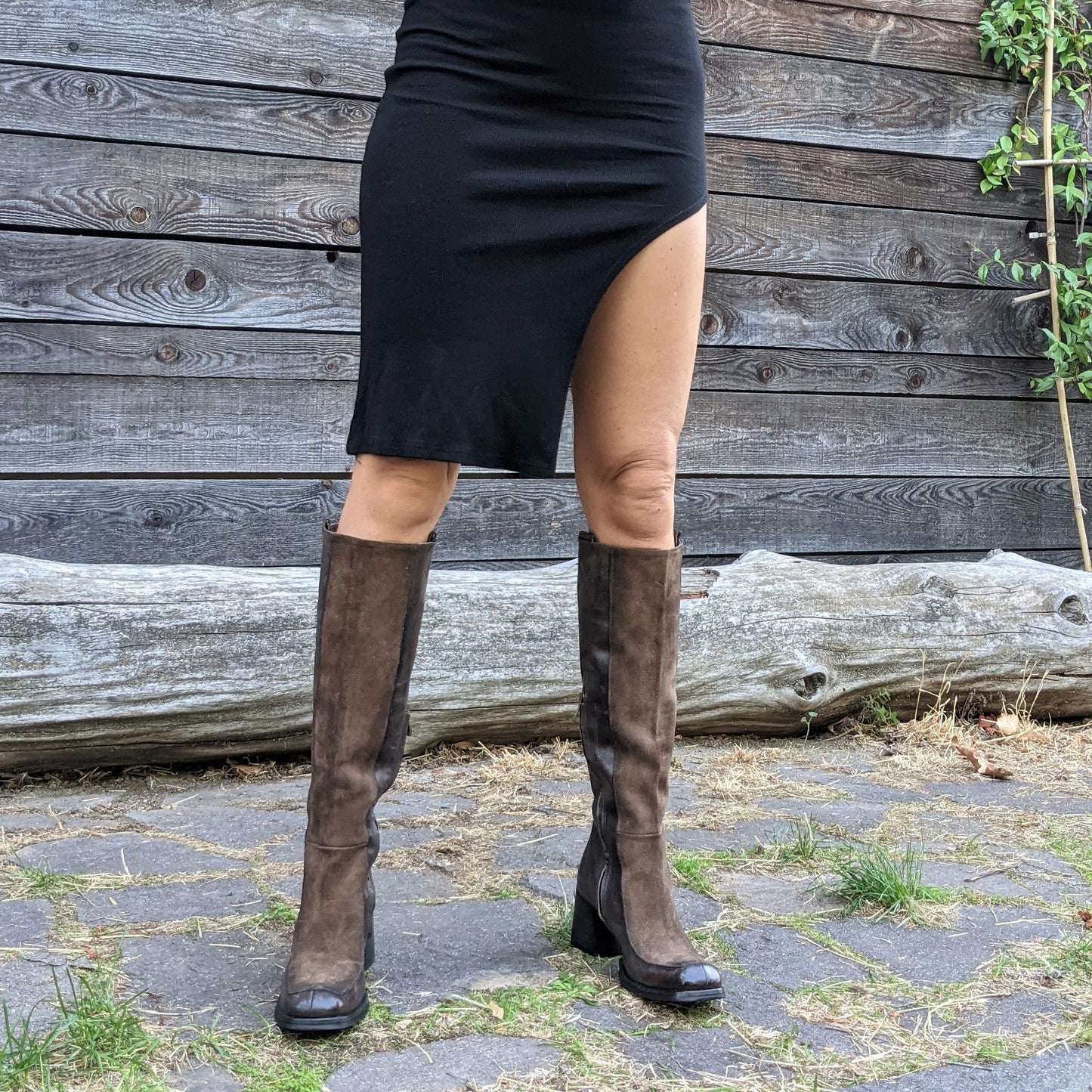 NADA Stivali pelle e camoscio marron