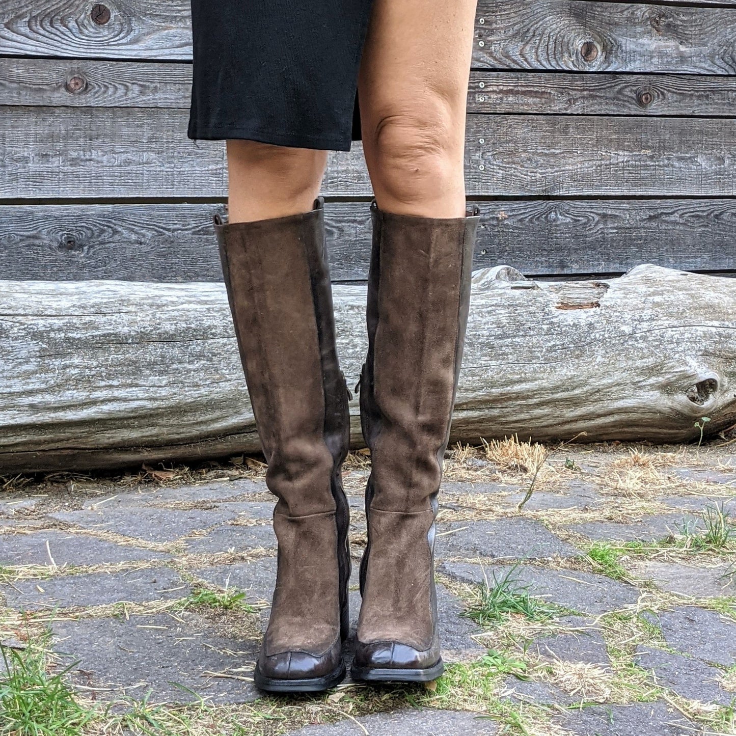 NADA Stivali pelle e camoscio marron