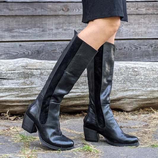 RAISSA Stivale pelle camoscio nero