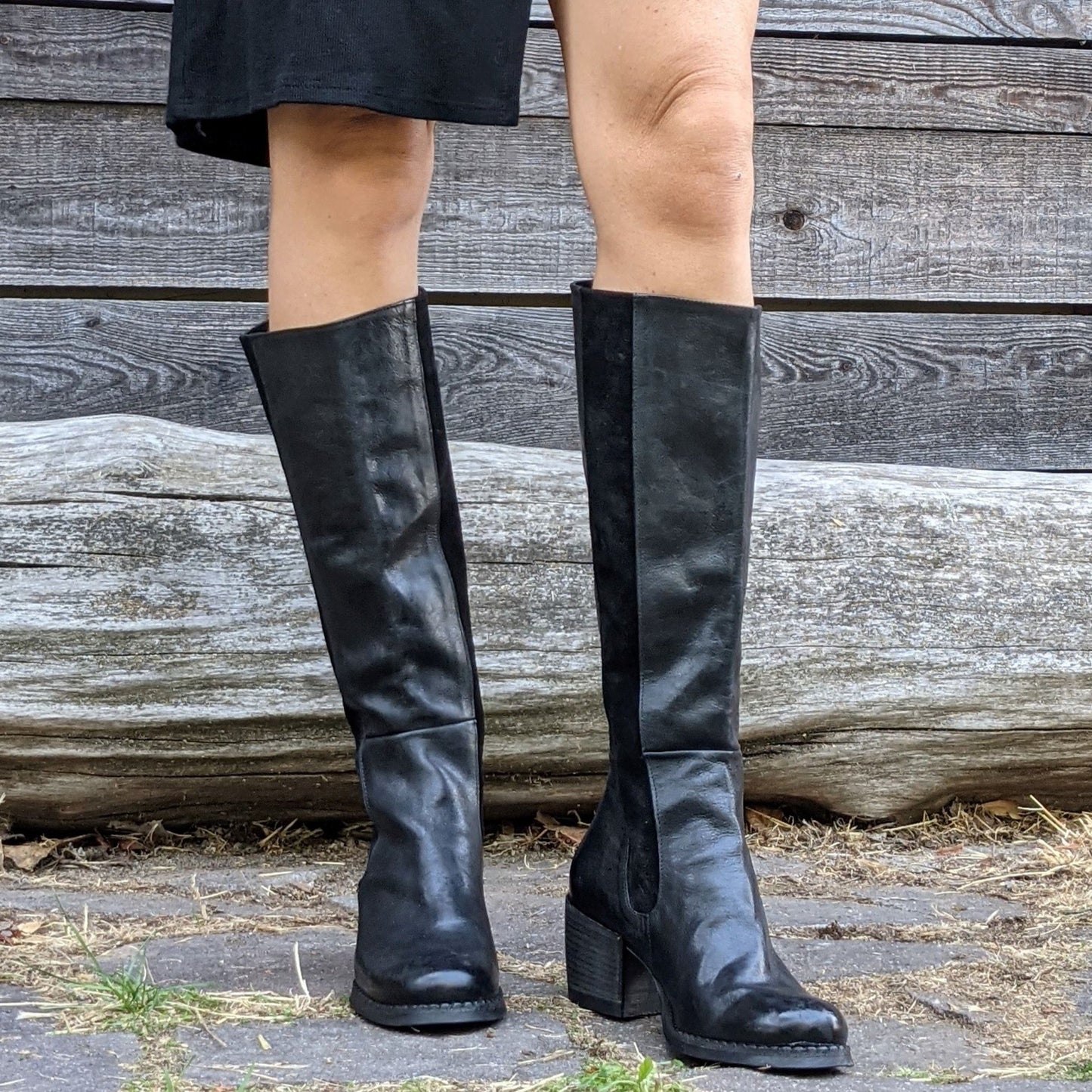 RAISSA Stivale pelle camoscio nero